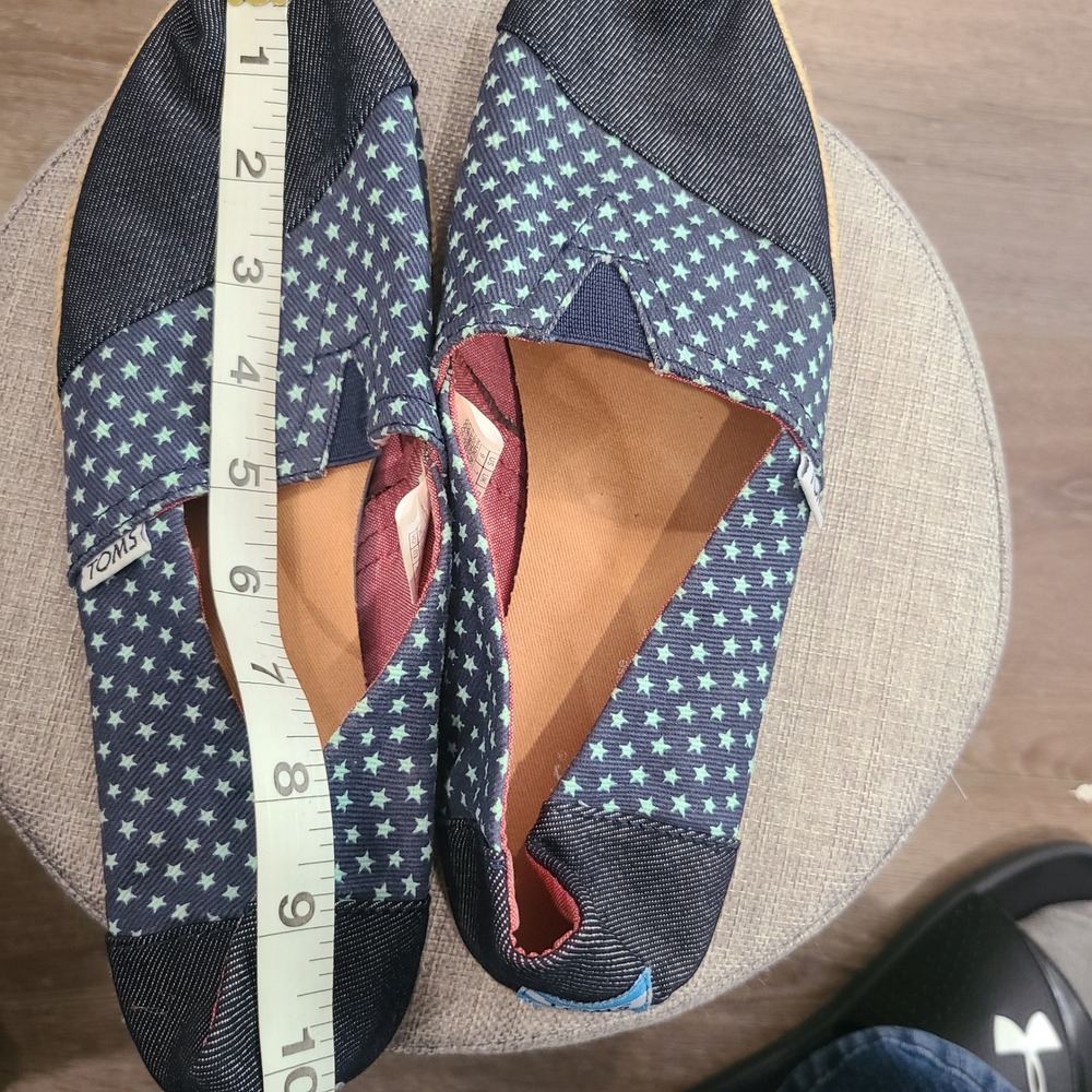 TOMS Alpargata Blue Denim Mint Green Star Print Slip On Shoes Womens‎ 9 - Picture 11 of 15